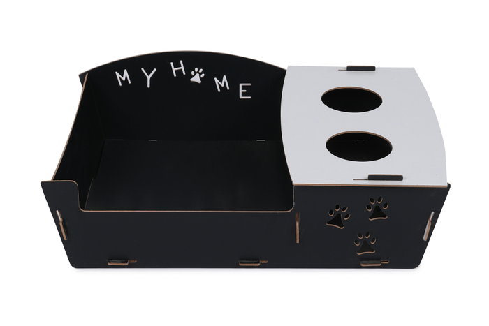 Aberto Design Cama para Gatos 200 - Lujo y Comodidad con Materiales de Calidad, Desmontable, Blanco y Negro, 60x40x15 cm